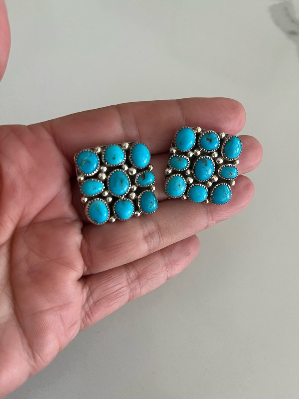 🦋On Reserve Do Not Purchase🦋Navajo Turquoise Cluster Earrings - Picture 6 of 8